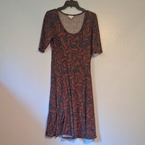 LuLaRoe Red and Black Floral Midi Dress